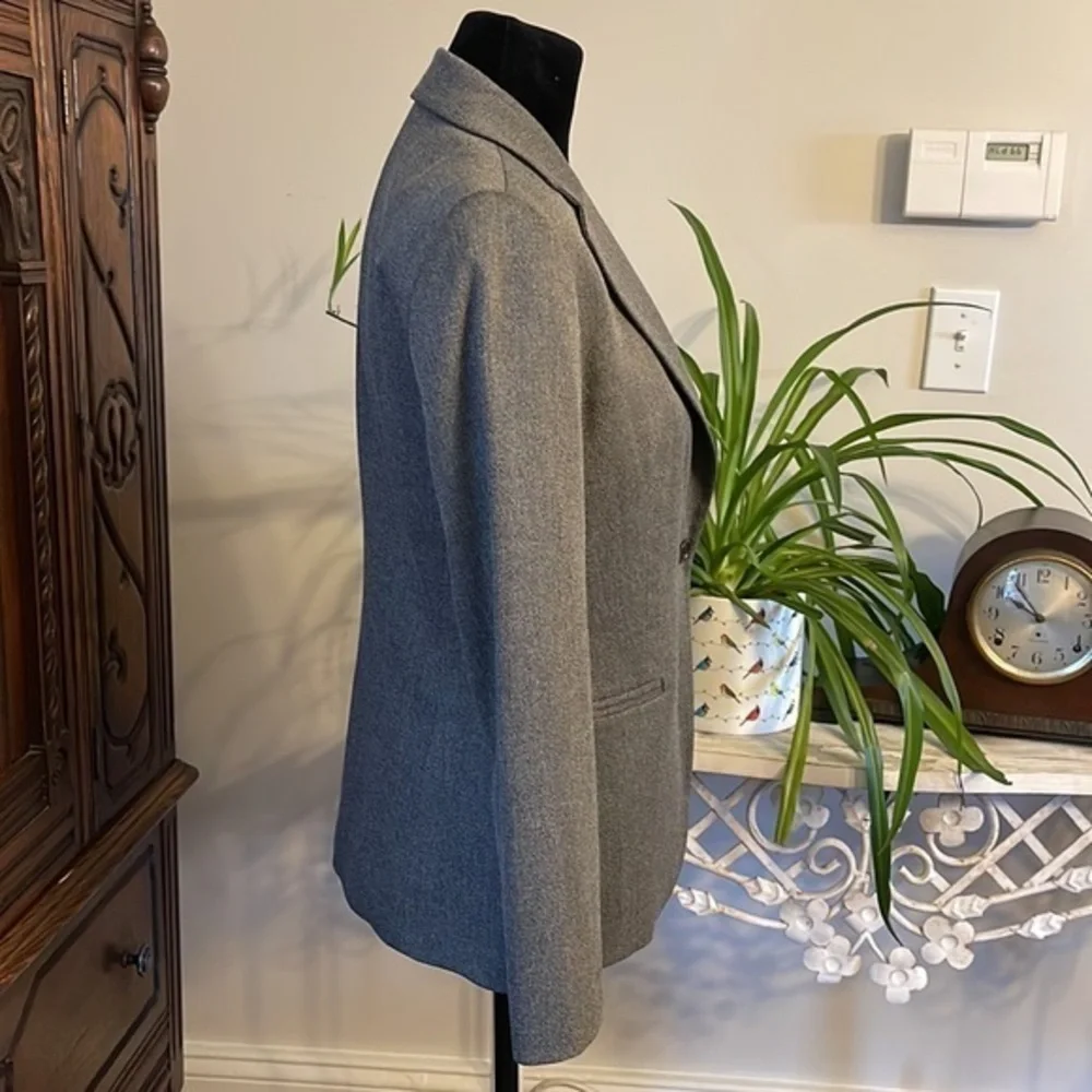 Benetton‎ Gray Wool Blend Career Jacket Blazer, Size 6P/40